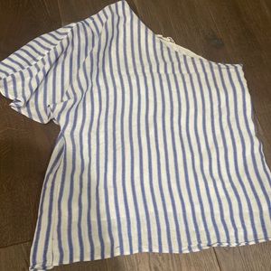 Oliviaceous One Shoulder Blue Stripe Top